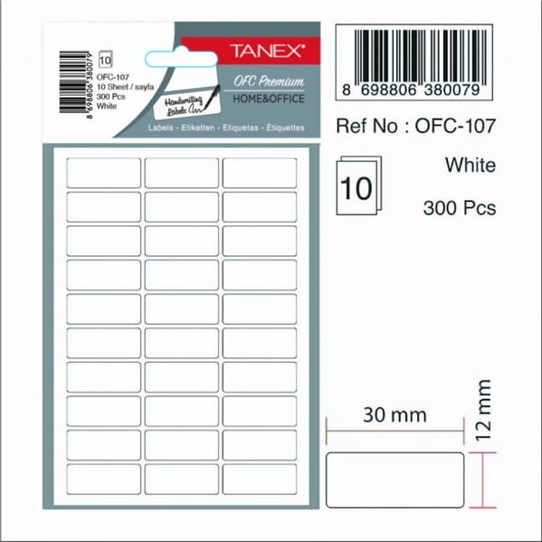 tanex ofc-107 beyaz ofis etiket