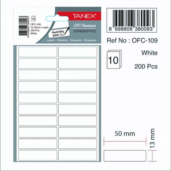 tanex ofc-109 beyaz ofis etiket