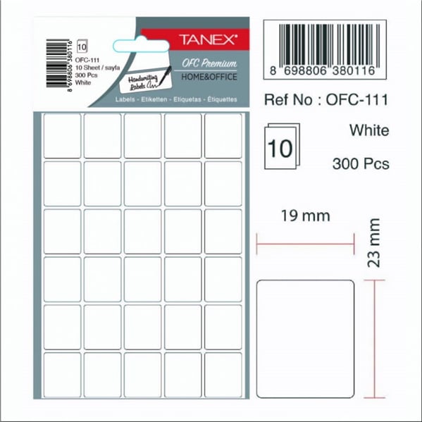 tanex ofc-111 beyaz ofis etiketi