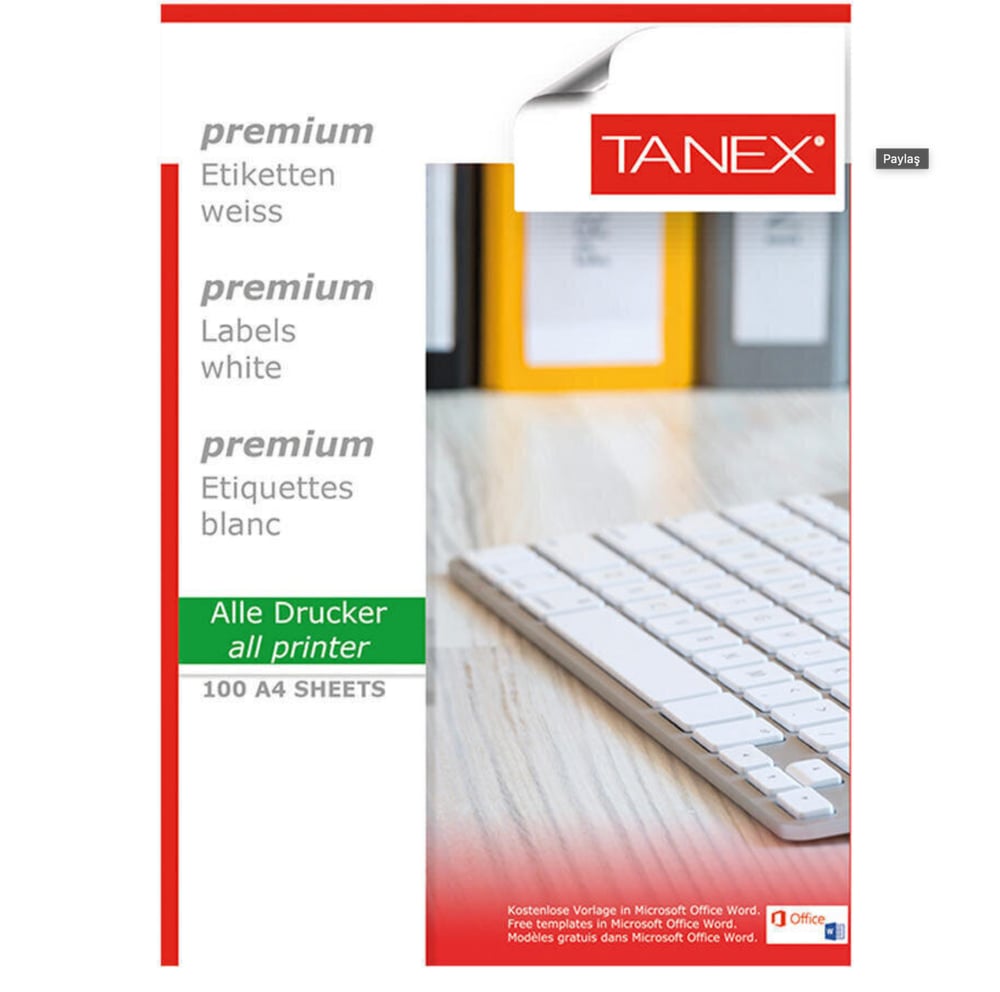 TANEX TW-2374 105*74.25 MM LAZER ETİKET 100 ADET