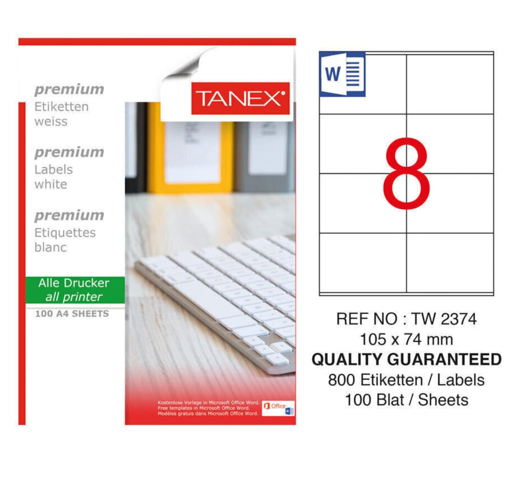 TANEX TW-2374 105*74.25 MM LAZER ETİKET 100 ADET