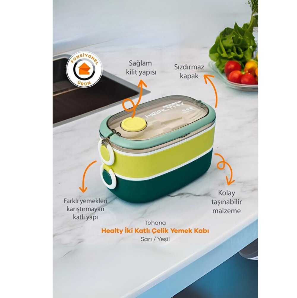 Vagonlife VGN-6729 Pembe Mor İki Katlı Çelik Lunchbox 900 ml