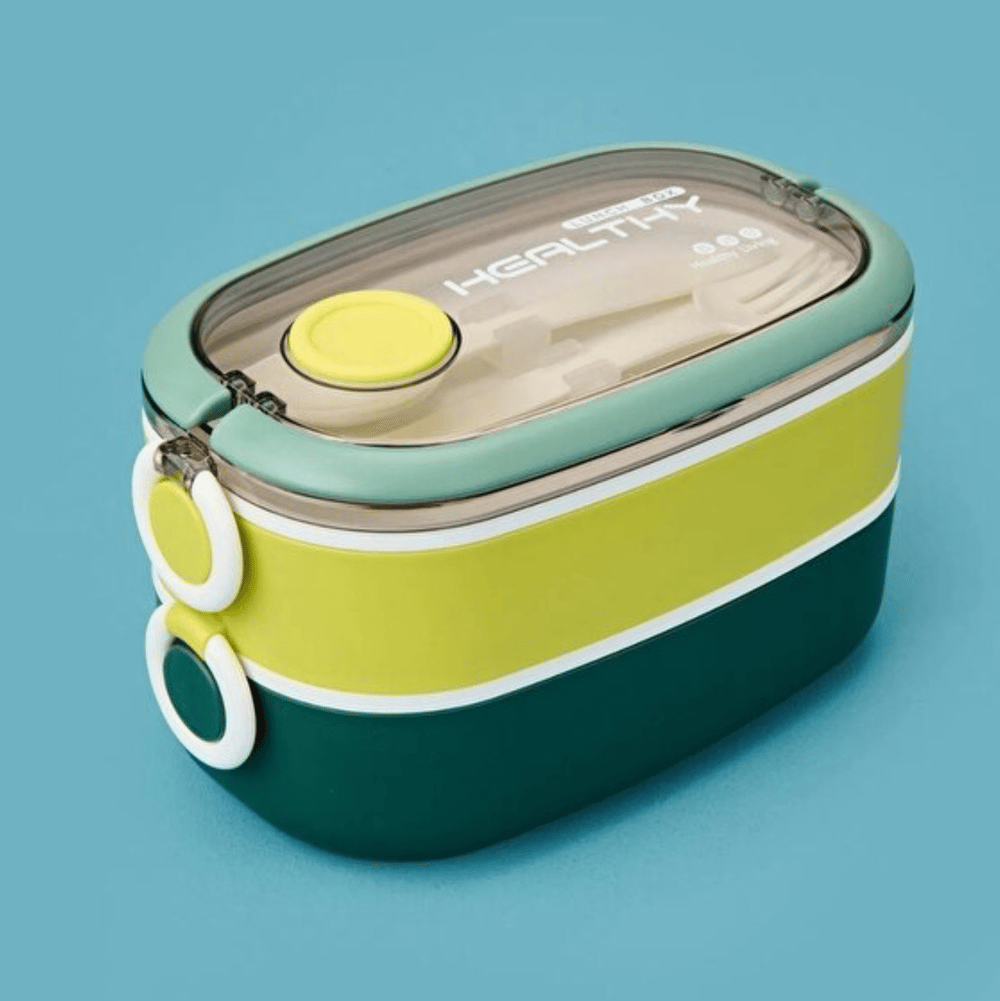 Vagonlife VGN-6729 Yeşil Sarı İki Katlı Çelik Lunchbox 900 ml