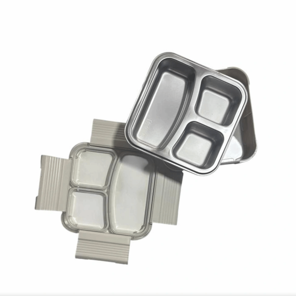 Vagonlife VGN-12171 Kırık Beyaz Üç Bölmeli Çelik Lunchbox 780 ml