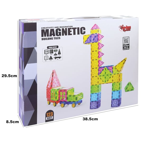 Vardem 123 Parça Manyetik Yapı Blokları 7.5 cm