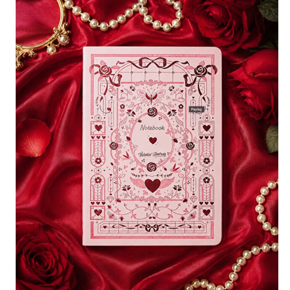 Victorias Journals Amour A5 Çizgili Defter Pembe 