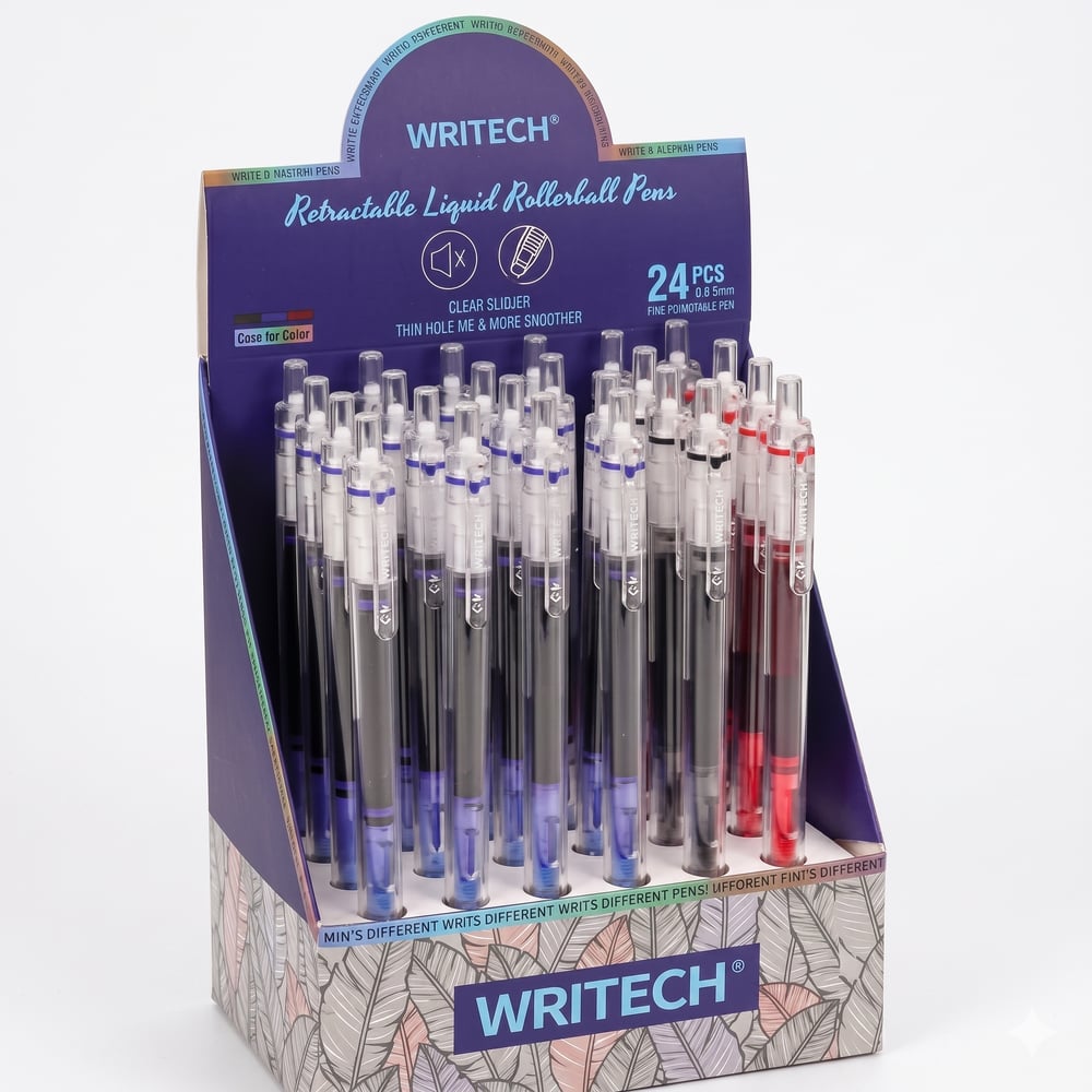 WRITECH BASMALI ROLLER 0,5MM KALEM MAVİ