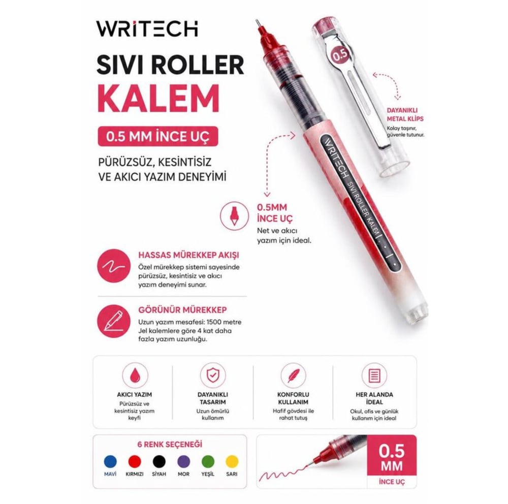 Writech W-501 Liquid Roller 0.5 mm Kalem 6 LI