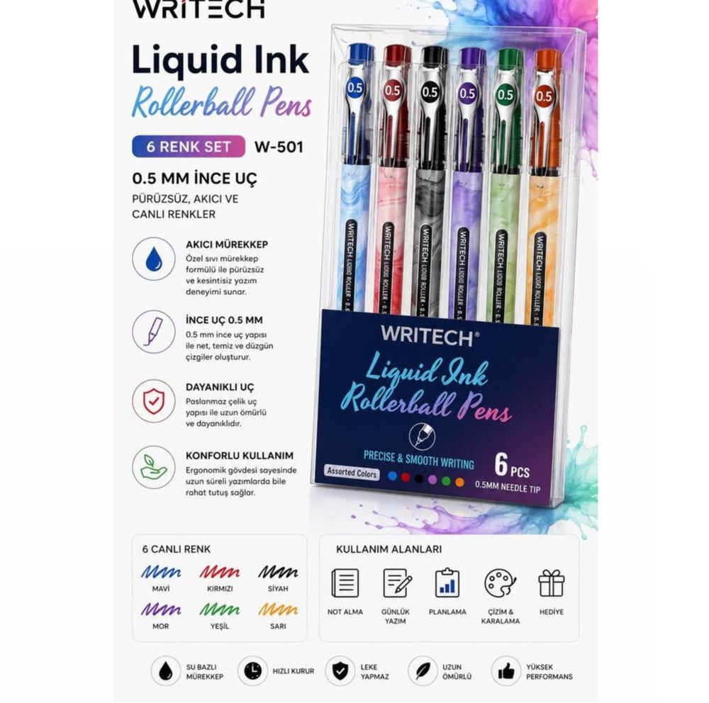 Writech W-501 Liquid Roller 0.5 mm Kalem 6 LI