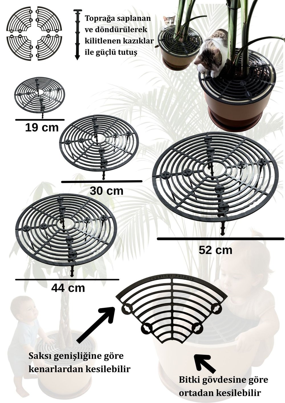 Together Petonik Saksı Kedi Koruma Kapağı 30 cm – Siyah