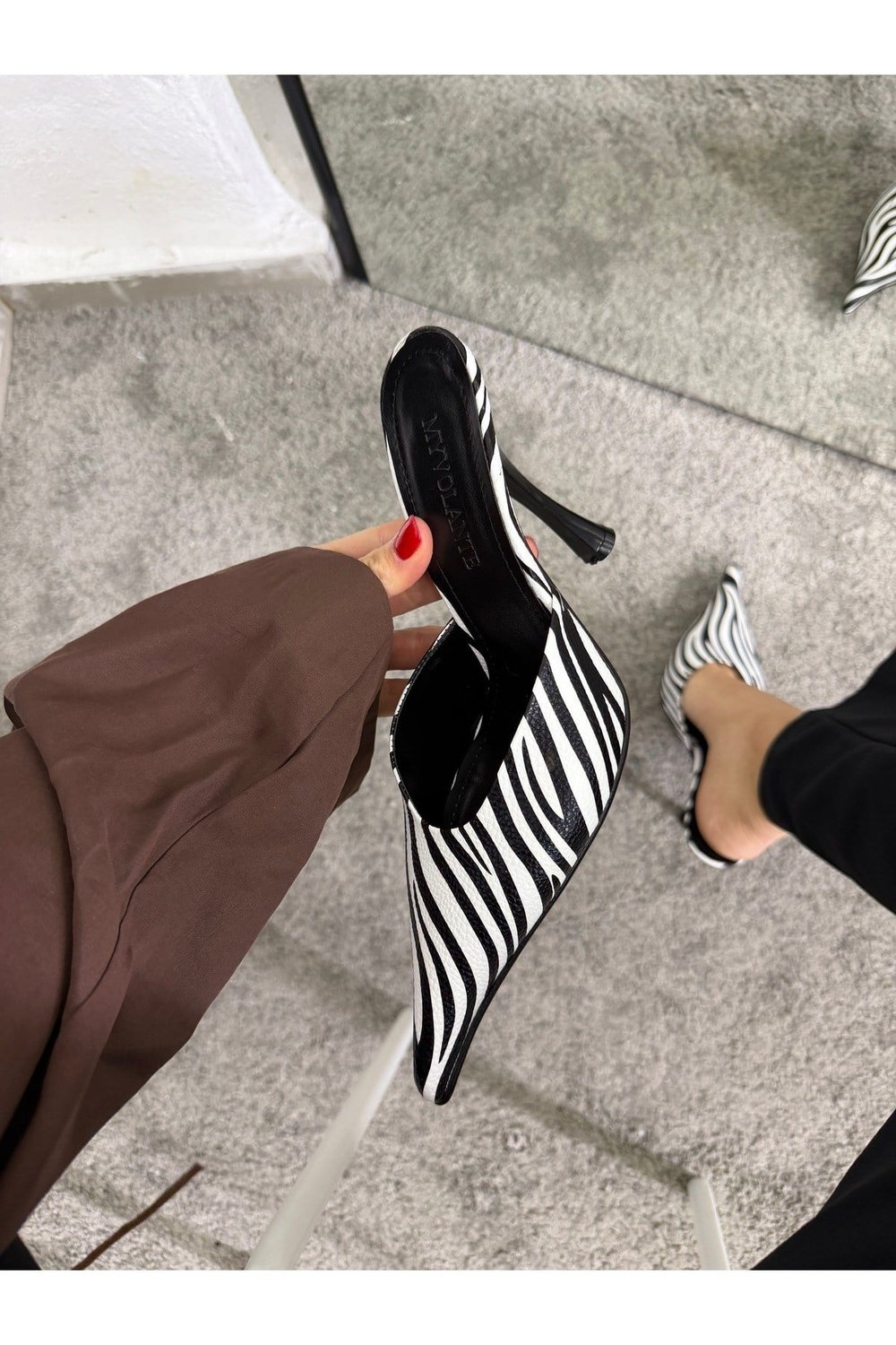 Zebra Desen Kadın Topuklu Terlik
