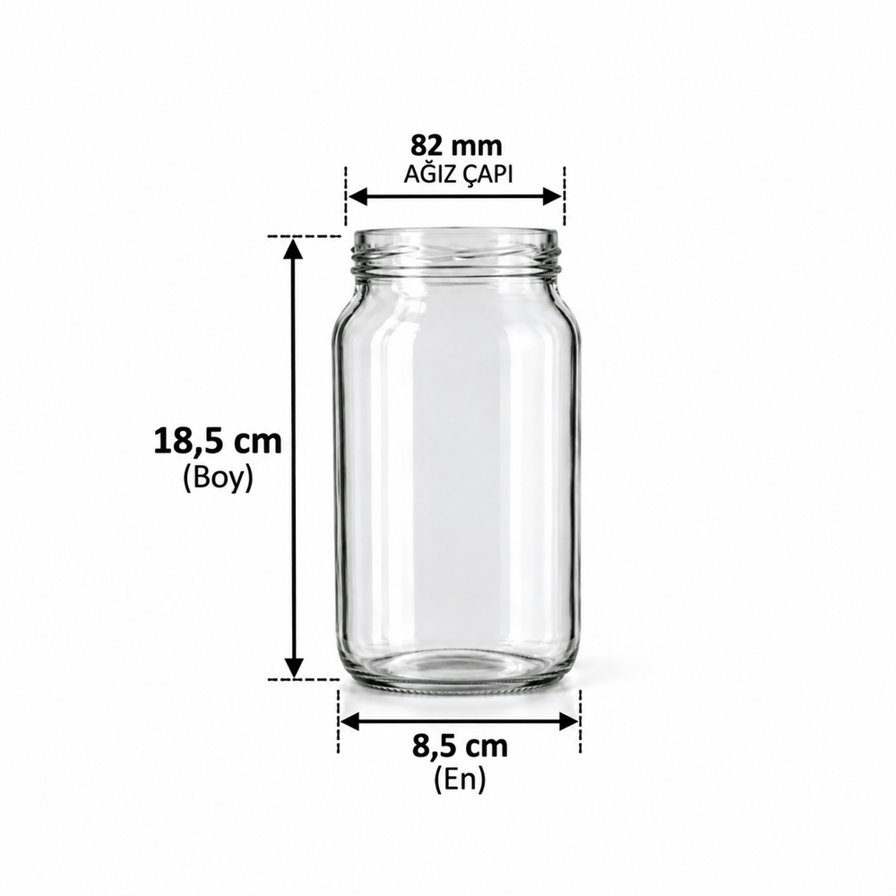 1000 ml Cam Kavanoz Silindir T082 (20’li Paket)