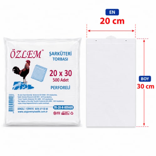 20*30 Askılı Şarküteri Poşeti Ferforeli (Pk 500 Adet)