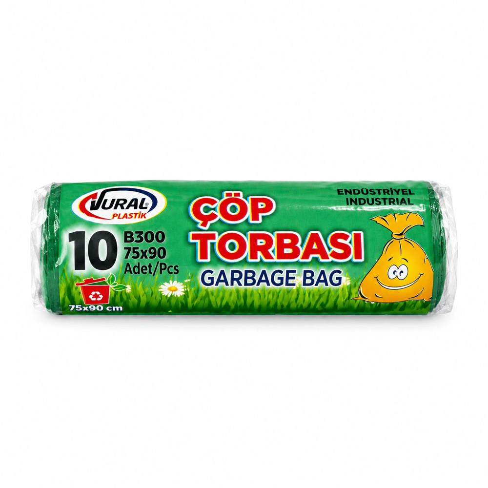 75*90 Battal Çöp Torbası B300 Siyah 10'lu Rulo (Vural)