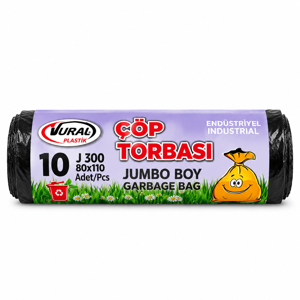 80*110 Jumbo Çöp Torbası J300 Siyah 10'lu Rulo (Vural)