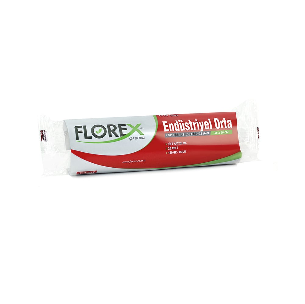 Florex End. Orta Boy Çöp Torbası Siyah 160 GR 20'li Rulo