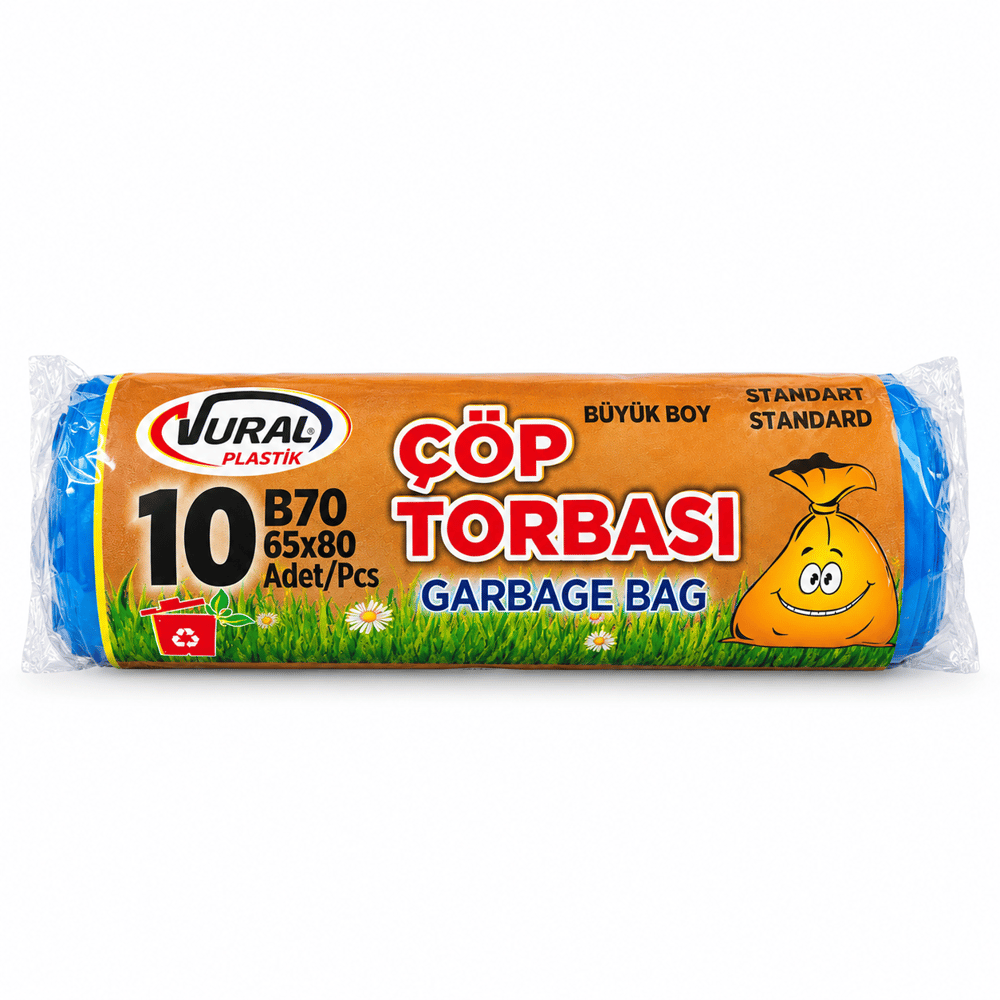 Vural Büyük Boy Çöp Torbası Mavi 70 gr 10'lu Rulo