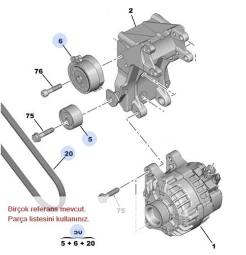 Alternatör Gergi Kiti Partner-Expert-Berlıngo-Jumpy 2.0 Hdı-Scudo 2.0 Jtd 00-06 Psa 1613844680