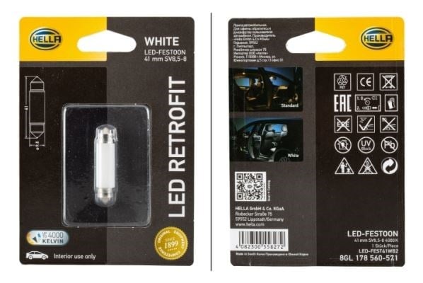 Ampul 12V 1W Led Retrofıt Sv8.5 8 Hella 8Gl178560571