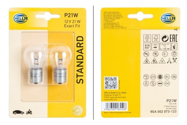 Ampul. Sinyal Lambası Standard.12V.Halojen.Önden Ve Arkadan.2 Li.Universal Hella 8Ga002073123