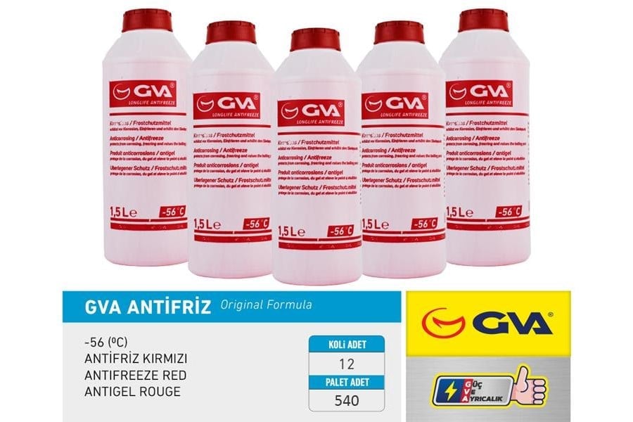 Antifriz 1.5 Lt -56 C Kırmızı Long Life Koli 12 Ad Organık Gva 9930132