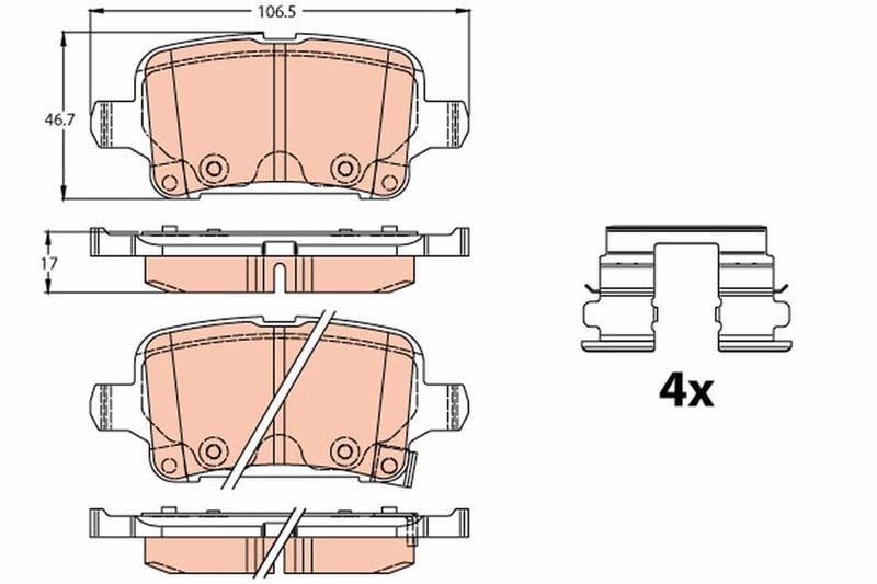 Arka Fren Balatası Opel Astra K 1.0-1.4-1.4T-1.6T-1.6 Cdtı 16>22 106.5X46.3X16.6 Trw Gdb2180