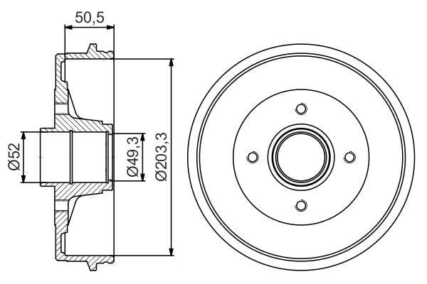 Arka Fren Kampanası Megane I-Clıo Iı Symbol Iı-Logan Mcv-Sandero- Twıngo 1.2-1.6-1.5Dci 203.3 / 50.5 Mm Bosch 0986477210