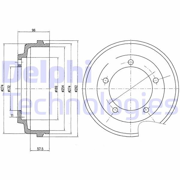 Arka Fren Kampanası Tarnsıt V185 01>06 Ö Ceker 2.0 Tdcı - 254 / 59.5 Mm Delphı Bf479