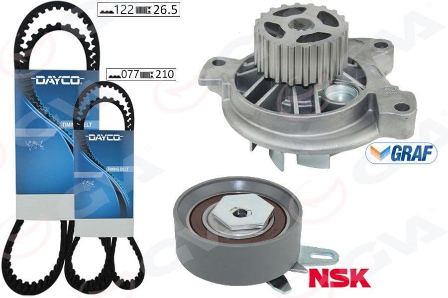 Devirdaimli Triger Seti 122X26.5 Transporter T4 2.4D 90-03 Aja K065323xs 2 Kayış 1 Gergi Gva 59Wpk7571