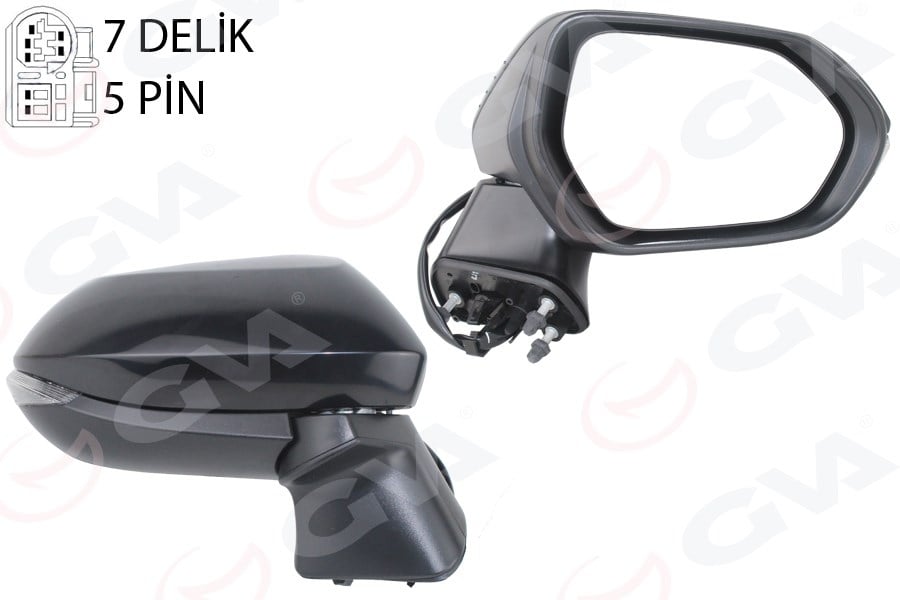 Dış Dikiz Aynası Sağ Elektikli Sinyalli Konv Siyah 5 Pin Li Toyota Corolla 19- Gva 1071144