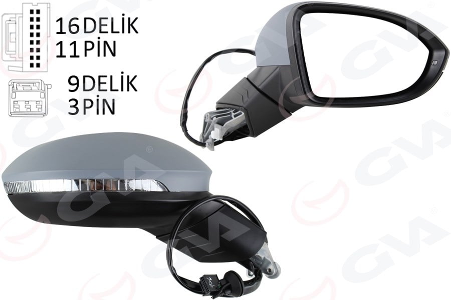 Dış Dikiz Aynası Sağ Elektrikli Isıtmalı Sinyalli Astarlı Hafızalı Kör Noktalı Konveks Vw Golf 20 > Gva 1075282