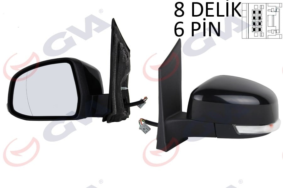 Dış Dikiz Aynası Sol Ford Focus 08> Elektrikli-Isıtmalı-Sinyalli-Siyah-Asferik 6 Fiş Vm-6304Ehal Kapaklı Gva 1035181