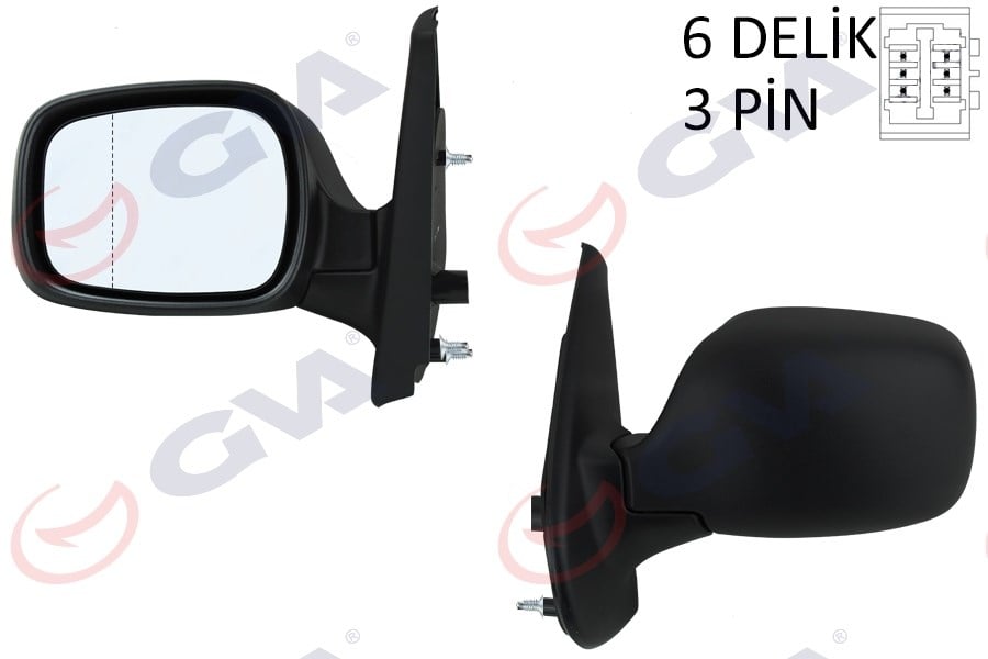 Dış Dikiz Aynası Sol Kangoo 01> Elektrikli Isıtmalı Asferik 3 Fiş Vm-132Nehl Gva 1016131
