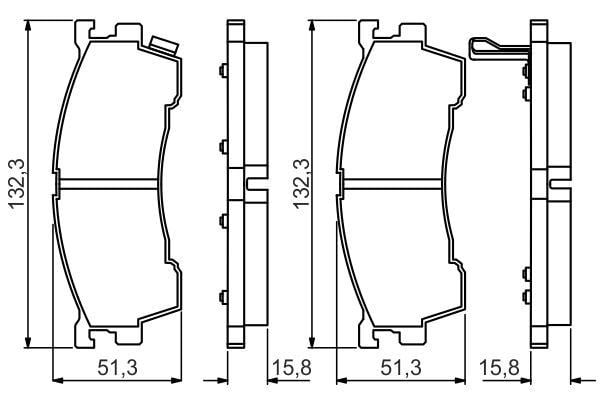 Disk Balata - Ön - Wva 21754 - 131.7X51.5X15.5/16.5 Mm - İkaz Kablolu Bosch 0986495265
