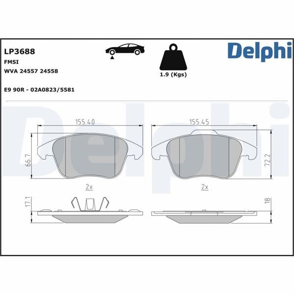 Fren Balatası Cıtroen/Peugeot/Ds/Opel/Vauxhallcıtroen C4 / C4lds Ds3 Crossbackds Ds5peugeot 207P Delphı Lp3688