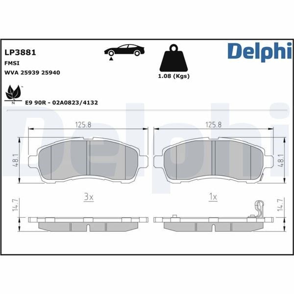Fren Balatası Mazda 2 2007-2015 Delphı Lp3881