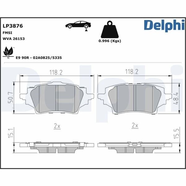 Fren Balatası Toyota Corolla 01/2021> Delphı Lp3876