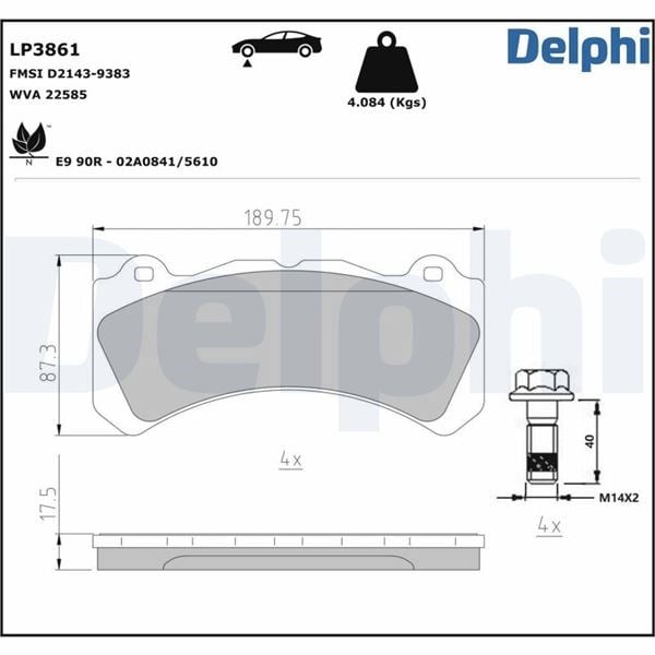 Fren Balatası Volvo S60-V60-Volvo Asıa S60 04/2014> Delphı Lp3861