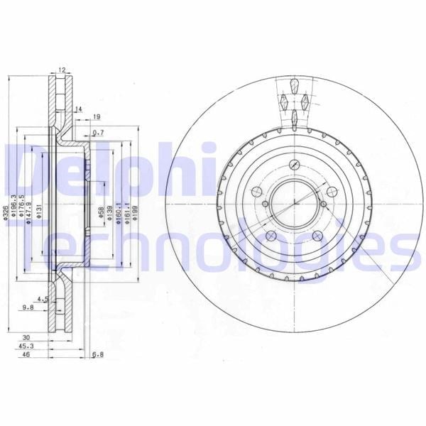 Fren Diski Çiftli Paket . Delikli Ön Subaru Impreza 01/2002 > 09/2012 Delphı Bg3818
