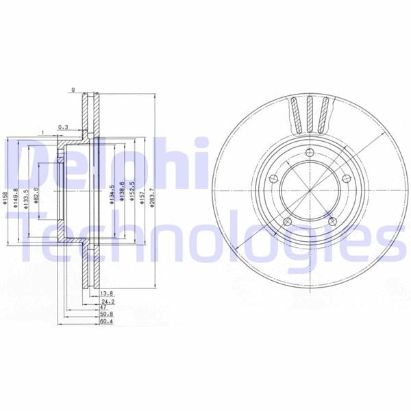 Fren Diski Çiftli Paket . Delikli Ön Daımler-Jaguar-Double Sıx-Sovereıgn- Xj12. Xj6. Xjs 73-96 Delphı Bg2507