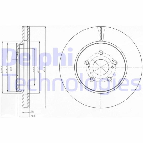 Fren Diski Çiftli Paket . Delikli Ön Lexus Rx300. Rx350. Rx400h 02/2003 > Delphı Bg4253