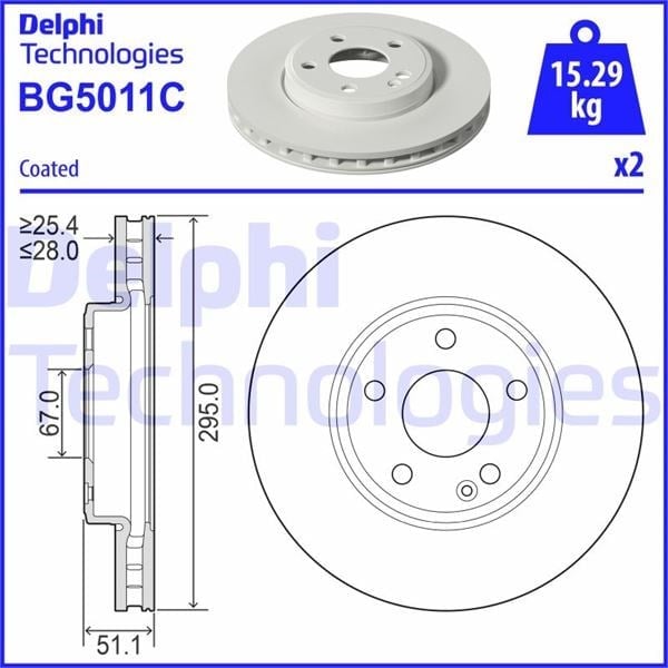 Fren Diski Çiftli Paket - Boyalı. Delikli Ön Infınıtı Q30 11/2015 > Delphı Bg5011c