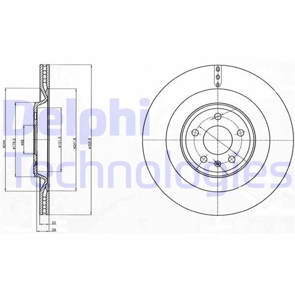 Fren Diski Çiftli Paket - Boyalı. Delikli Arka Audı A6. A7. A8. S6 11/2009 > Delphı Bg4387c