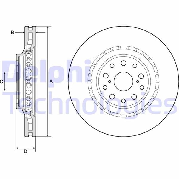 Fren Diski Tekli Paket - Boyalı. Delikli Ön Lexus Ls460. Ls600h 08/2006 > 04/2010 Delphı Bg9187c