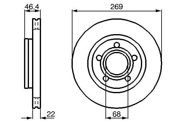 Fren Diski. Arka. 269 / 22-22 Mm . Hava Kanallı. Yüksek Karbon Alaşımlı Bosch 0986478574