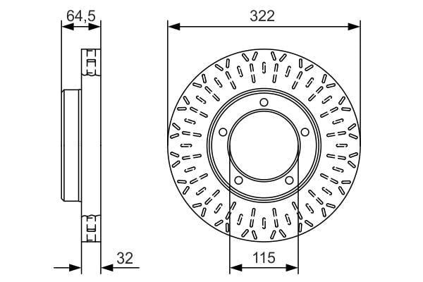 Fren Diski. Ön. 322 Mm / 32-3 Mm Hava Kanallı 0986479T23 Bosch 0986479A64