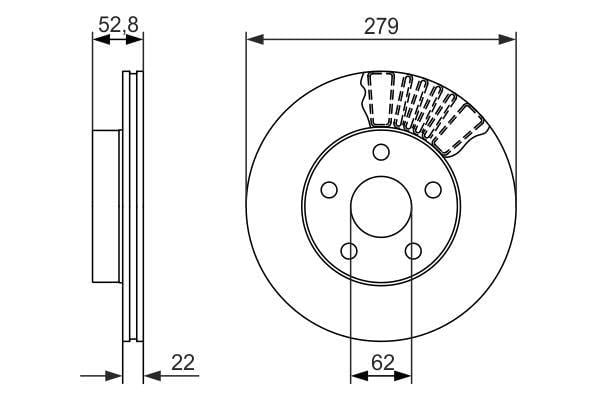 Fren Diski. Ön. 279.0 /22.0-20.0 Mm Bosch 0986479618