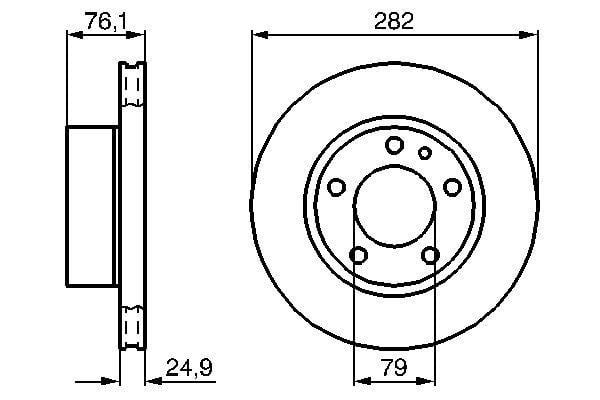 Fren Diski. Ön. 282 / 24.9-23.4 Mm . Hava Kanallı. Yüksek Karbon Alaşımlı Bosch 0986478217