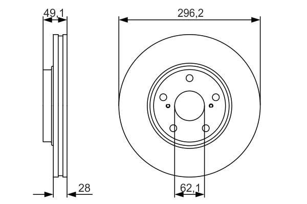Fren Diski. Ön. 296.2 Mm / 28.1-26 Mm Hava Kanallı Bosch 0986479R28