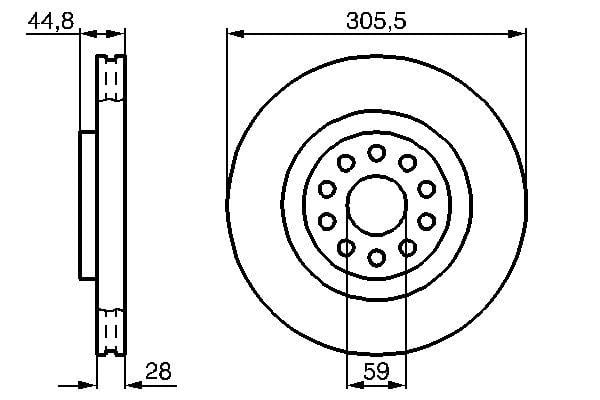 Fren Diski. Ön. 305.0 /28.0-26.0 Mm Bosch 0986478963